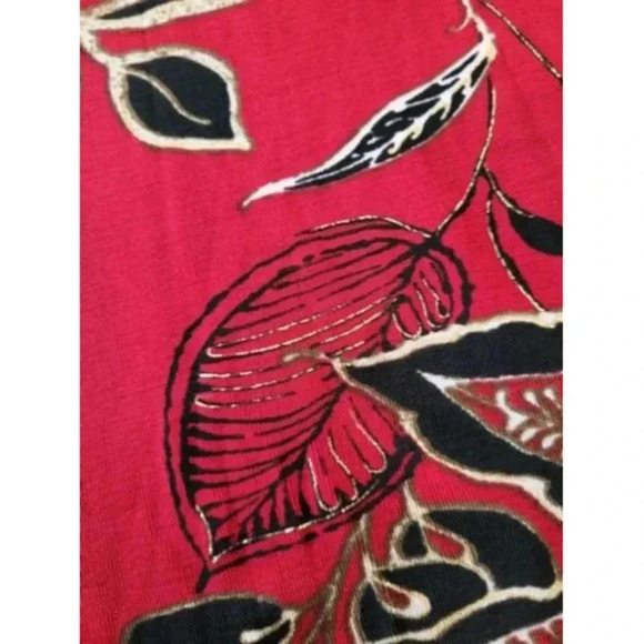Chicos Travelers Red & Black Floral Print Top Size 2 Womens L Made in USA - Picture 4 of 9